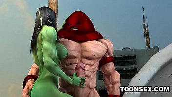 3D Cartoon ดูฉากเย็ดของสัตว์ประหลาดจากหนัง Deadpool2 ได้กับอีร่านตัวเขียวที่กำลังเงี่ยนจัด เย็ดกันกลางแจ้งแบบไม่กลัวโดนคนเห็น